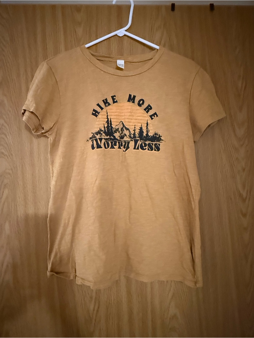 Women's Tan 'Hike More Worry Less' Graphic Short Sleeve Tee